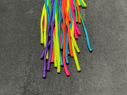 Rainbow weighted paracord flogger with pink buttplug handle