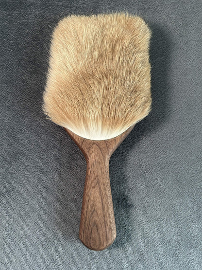 Walnut harebrush paddle with natural rabbit fur